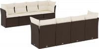 vidaXL 9-delige Loungeset met kussens, polyrattan, bruin