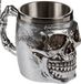 Out of the Blue Bikers Koffiemok beker met doodskop - zilver - rvs - 16 x 11 cm - 400 ml