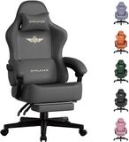 GTPLAYER - Gamingstoel Bureaustoel - Met 160° Verstelbare Rug - Grijs Kunstleer