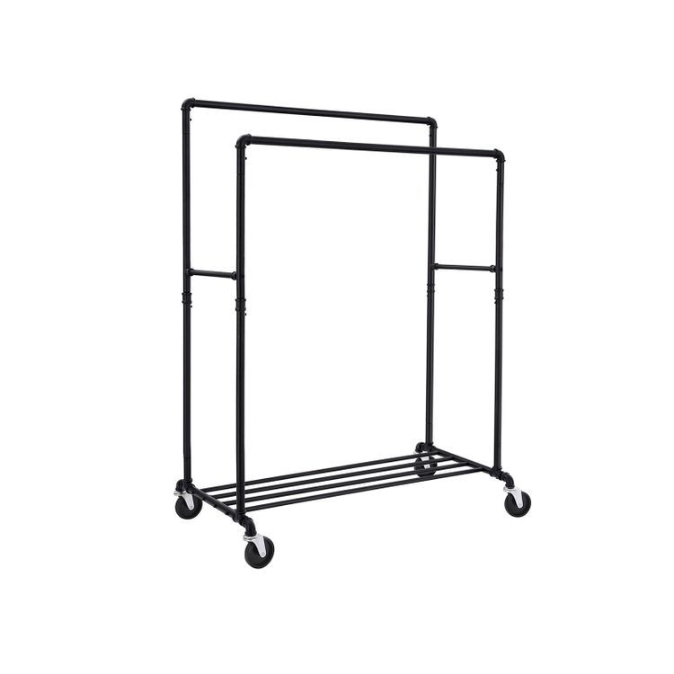 Songmics HSR60B Kledingrek - Dubbele Stang - Zwart - 110 kg - Staand