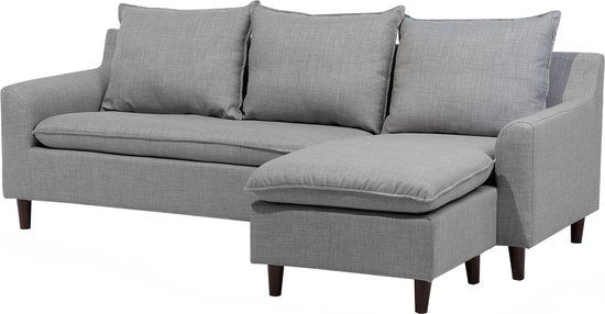 Beliani ELVENES Hoekbank - Lichtgrijs - 206 cm - Polyester