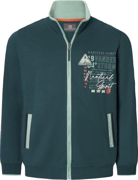 Jan Vanderstorm herren Sweatvest - 52/54 - petrol - Plus Size