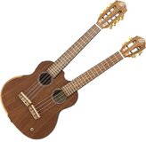 Ortega HYDRA double neck elektrisch akoestische ukelele met tas - Naturel