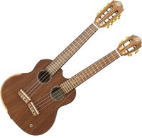 Ortega HYDRA double neck elektrisch akoestische ukelele met tas - Naturel