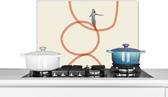 KitchenYeah Spatscherm keuken - Man - Vrouw - Liefde - Retro - Keuken - Spatwand - 60x40 cm - Achterwand keuken