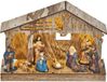 EMOS Crèche de Noël LED en bois, 19 cm, 3x AA, pour intérieur, blanc chaud, minuterie, DCWW14