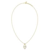 GUESS halsketting Love Bites 17-21" Pearly Heart Lock Necklace Yellow Gold goudkleurig