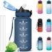 Unyqoos® Bleu Foncé 500 ml Gourde pour enfant avec paille et marqueur de temps