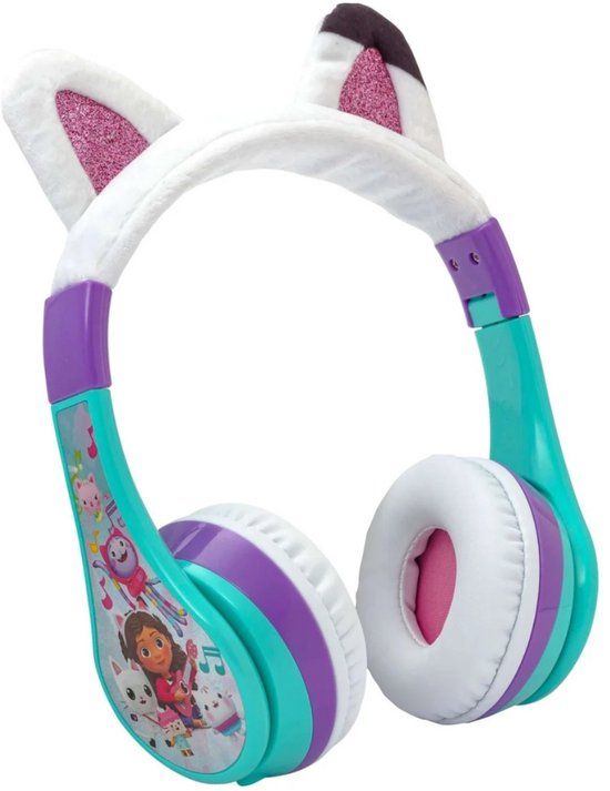 Ekids Gabby's Poppenhuis - draadloze kinderkoptelefoon - pluche oortjes - met volumebegrenzing - lange speeltijd