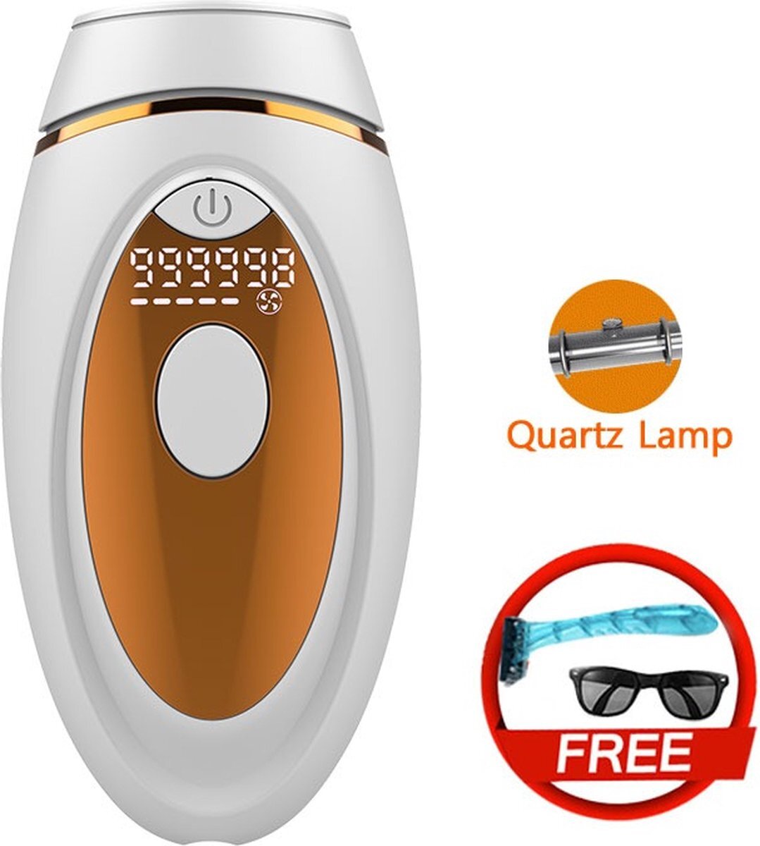 TechU™ Elektrische Lichtontharingsapparaat – Hair Removal IPL Laser Epilator – 5 Standen – 999.000 Licht Flashes – Permanent & Pijnloos – Wit Goud
