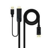 HDMI-naar-DisplayPort-converterkabel met stekker aan beide uiteinden, zwart, lengte 1,8 m