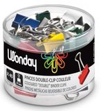 WONDAY Doos met 40 dubbele clips, 19 mm, verschillende kleuren