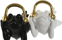 Home ESPRIT Decoratieve figuren (2 stuks) - Zwart, Polyresin, 25 x 13 x 15 cm