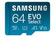Samsung EVO Select (2024) microSD-kaart + SD-adapter, 64GB, geheugenkaart voor smartphone en tablet, UHS-I U3, Full HD, 160 MB/s lezen, MB-ME64SA/EU