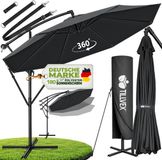 Tillvex Parasol Ø 350 cm Antraciet Zweefparasol Rond Polyester Aluminium Waterdicht