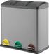 TC3X15 Pédalier, 45 litres, gris, 3 x 15 litres, triple poubelle
