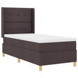 VidaXL Boxspringbed met matras en LED-verlichting, donkerbruin, 180x200 cm, stof