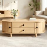 MODFU Salontafel - Natuurlijk Hout - Rond - 100x50x36 cm
