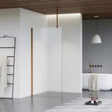 FortiFura Galeria inloopdouche - 70x200cm - mat glas - plafondarm - PVD - geborsteld koper