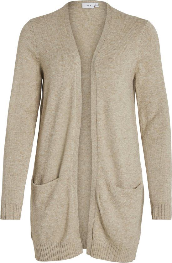 Vila VIRIL Open Gebreid Vest Dames - Natural Melange - Maat XXL