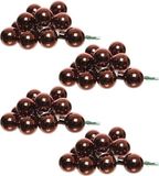 Decoris Kaemingk B.V. 40x Mini glazen kerstballen kerststekers mahonie bruin 2,5 cm