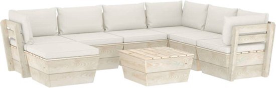 vidaXL 8-delige Loungeset met kussens pallet vurenhout