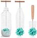 Unyqoos® Set van 2 flessenborstels – 30 cm en 27 cm, met houten handvat, stevige borstels met een groene spons, geschikt voor glazen en plastic flessen