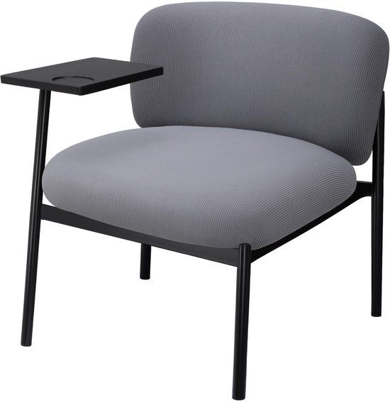 COMHOMA Loungestoel Fauteuil Moderne Gestoffeerd met Metalen Poten Grijs