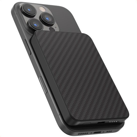Accezz Powerbank 5.000 mAh - Geschikt voor MagSafe en Qi - Zwart