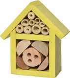 Decoris Klein geel vlinderhuis/bijenhuis/wespenhotel voor insecten 11 cm
