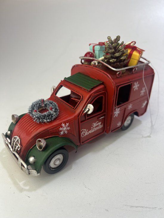 Retroo.nl 2 CV Lelijke eend kerst-look - Rood - 16.5 cm