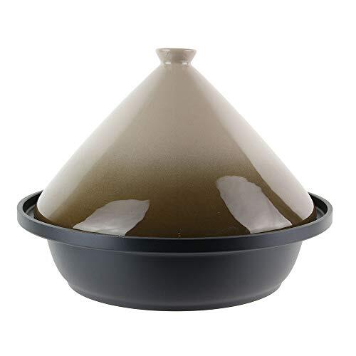 COOK CONCEPT - KC2404 - Tajine Induction Fonte Aluminium Ronde Vitro-Ceramique Inox Taupe Cuisine Plat Cuisson