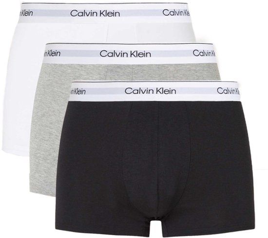 Calvin Klein Trunks Heren Onderbroeken - 3-pack - Zwart/Wit/Grijs - Maat S