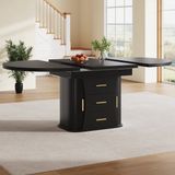 MODFU Uitschuifbare Tafel - Met Opbergruimte En Schuifrail - Modern - MDF - Zwart - 118-158 x 118 x 77 cm