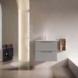 Saniclass Prime Balance Badkamermeubelset - 60x55x45cm - 1 rechthoekige keramische wasbak wit - 1 kraangat - 2 lades - mat greige (grijs)