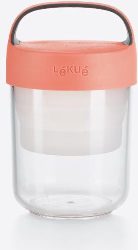 L&#233;ku&#233; snackdoos Jar To Go met vouwbaar compartiment uit Tritan roze 400ml