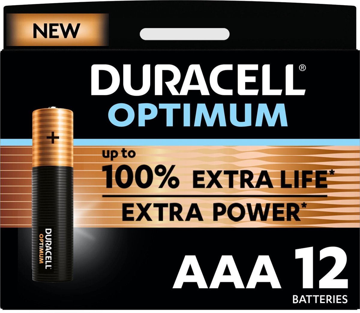 Duracell Optimum Alkaline AAA-batterijen, 1,5V LR03 MX2400, 12 stuks