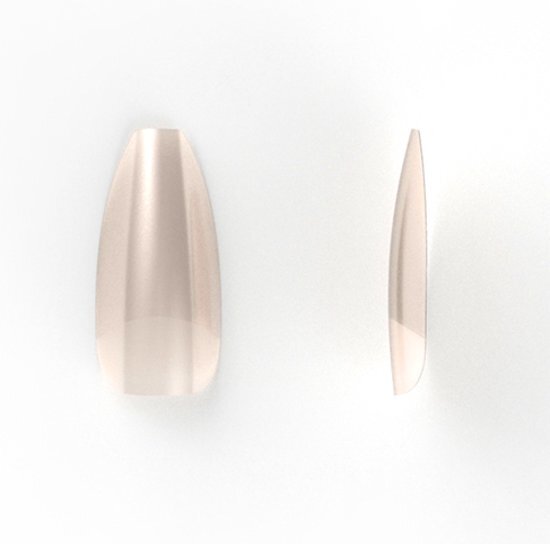 Veronica Nail Products Natural Coffin / Ballerina nagel tips met breed opzetstuk, 100 stuks in een nagelbox voor natuurlijke look van Veronica NAIL-PRODUCTS
