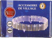 Feeric lights & Christmas Feeric lights Kerstdorp hek afsluiting/omheining - met wit licht - L72 x H4,5 cm - kunststof - verlichting