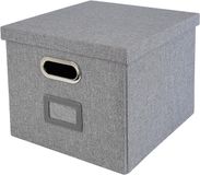 Merkloos / Sans marque Famanu Opbergbox voor DIN A4 hangmappen met deksel - grijs