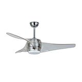 Sûlion Plafondventilator, groot, AC-motor, led-lichtbron 18 W, 3000 K, vleugels van ABS, chroom/transparant