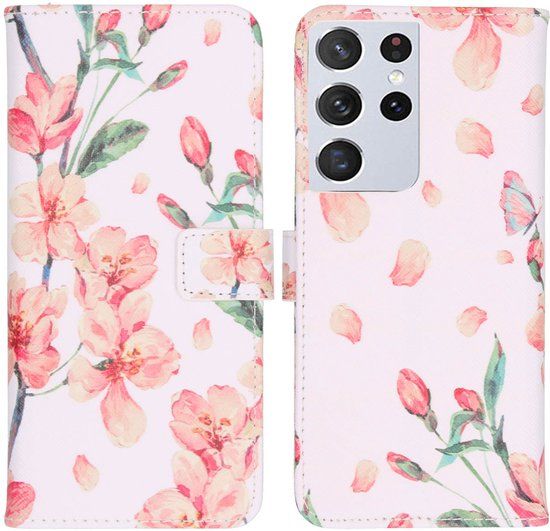 imoshion Hoesje - Geschikt voor Samsung Galaxy S21 Ultra - Design Softcase Bookcase - Blossom Watercolor