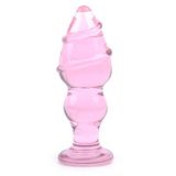 Pleasurebox Sex Toy Sensual Glazen Dildo Volwassenen Toy Butt Plug Anal Toy Roze Werveling