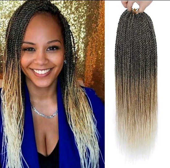 Merkloos / Sans marque 30 vlechtjes haarextensions - 60cm - donkerbruin/blond