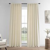 HPD Half Price Drapes Franse linnen gordijnen 96 inch lange kamer verduisterende gordijnen voor slaapkamer en woonkamer 127 x 226, (1 paneel), oud ivoor