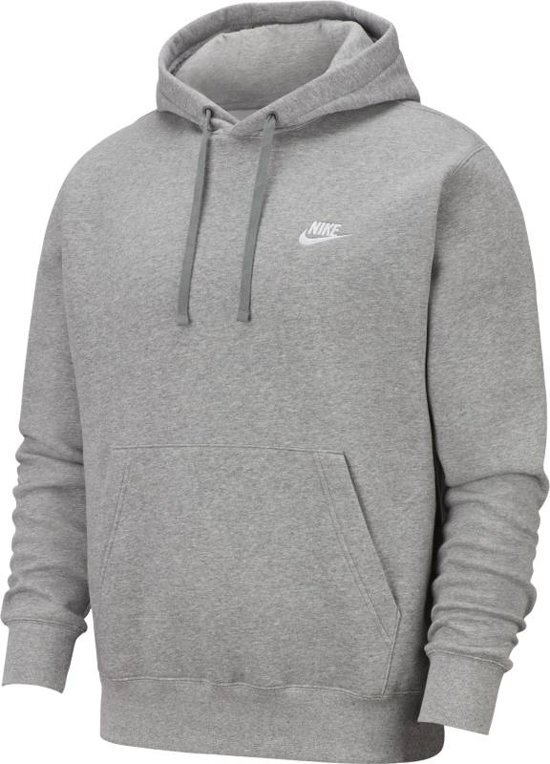 Nike Nsw Club Hoodie Po Bb Heren Sporttrui - Dk Grey Heather/Matte Silver/(White) - Maat L