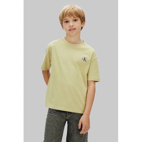 Calvin Klein T-shirt geel Jongens Katoen Ronde hals Effen - maat 164