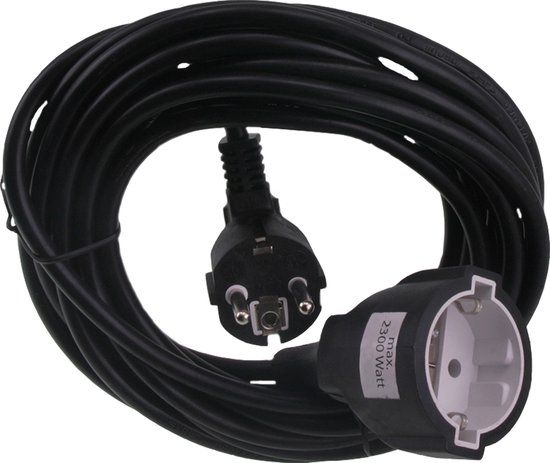 Q-Link Exin Verlengsnoer - Randaarde - 5 m - Zwart