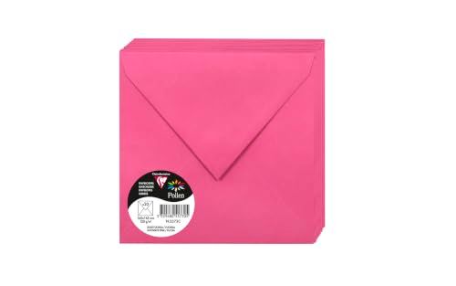 Clairefontaine 5573C, verpakking met 20 enveloppen, vierkant, 16,5 x 16,5 cm, 120 g/m², kleur: fuchsia, uitnodiging voor evenementen en correspondentie, Pollen-serie, glad papier van hoge kwaliteit