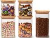 Set de 5 pots de stockage hermétiques en verre avec couvercle en bambou